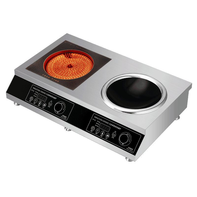 Commercial induction and infrared cooker configuration